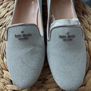 kate spade Silver Glitter Slip-On Loafers